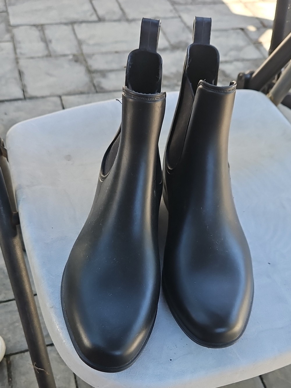 Black Chelsea-Style Ankle Rain Boots for Women